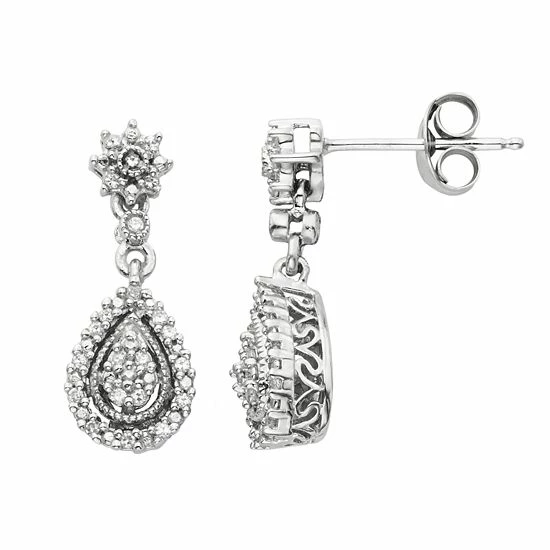 Simply Vera Vera Wang Sterling Silver 1/7-ct. T.W. Diamond Drop Earrings 1 Simply Vera Vera Wang Sterling Silver 1/7-ct. T.W. Diamond Drop Earrings