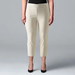 Plus Size Simply Vera Vera Wang Simply Modern Flat Front Capris Chalk Hill
