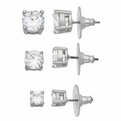 Simply Vera Vera Wang Silver Tone Cubic Zirconia Earring Set Of 3