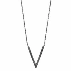 Simply Vera Vera Wang Sterling Silver 1/10 Carat T.W. Black Diamond "V" Necklace