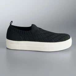 Simply Vera Vera Wang Connie Women's Knit Slip-On Sneakers Black -Simply Vera Vera Wang STORE unnamed file 2593