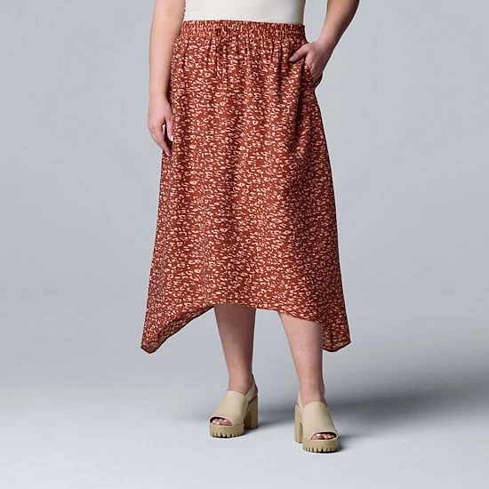 Plus Size Simply Vera Vera Wang Print Shark-Bite Hem Midi Skirt Spot Abstract 4 Plus Size Simply Vera Vera Wang Print Shark-Bite Hem Midi Skirt Spot Abstract - Image 4