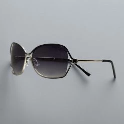 Women's Simply Vera Vera Wang Just Married Large Metal Square Lens Sunglasses Silver Black Smoke