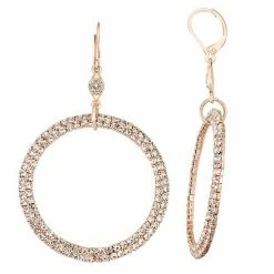 Simply Vera Vera Wang Gold-Tone Pave Hoop Drop Earrings