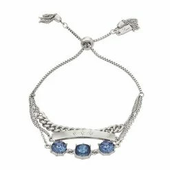 Simply Vera Vera Wang Silver Tone Blue & White Crystal Embossed Bar Multi-Strand Adjustable Bracelet