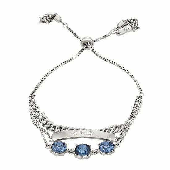 Simply Vera Vera Wang Silver Tone Blue & White Crystal Embossed Bar Multi-Strand Adjustable Bracelet 1 Simply Vera Vera Wang Silver Tone Blue & White Crystal Embossed Bar Multi-Strand Adjustable Bracelet