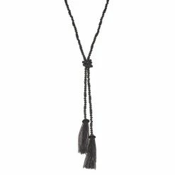 Simply Vera Vera Wang Dual Tassel Seed Bead Knotted Lariat Necklace