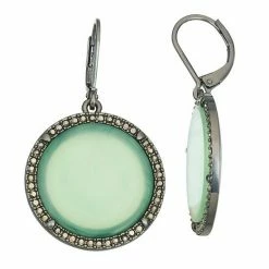 Simply Vera Vera Wang Hematite Tone Green Disc Drop Earrings