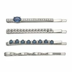 Simply Vera Vera Wang Silver Tone Blue Simulated Crystal Bobby Pins Set