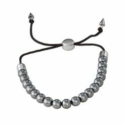 Simply Vera Vera Wang Men's Beaded Adjustable Bracelet Gray Agate
