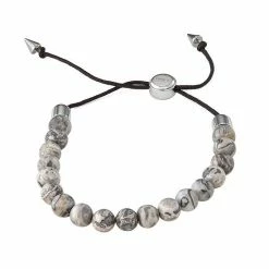 Simply Vera Vera Wang Men's Beaded Adjustable Bracelet Gray Agate -Simply Vera Vera Wang STORE unnamed file 2755