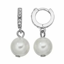 Simply Vera Vera Wang Simulated Pearl Hoop Earrings