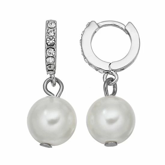 Simply Vera Vera Wang Simulated Pearl Hoop Earrings 1 Simply Vera Vera Wang Simulated Pearl Hoop Earrings