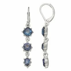 Simply Vera Vera Wang Silver Tone Simulated Blue Crystal Leverback Drop Earrings