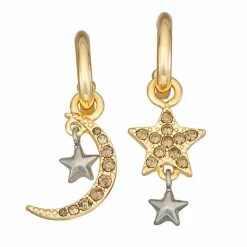 Simply Vera Vera Wang Gold Tone Star And Moon Drop Earrings