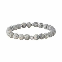 Simply Vera Vera Wang Men's Gray Jasper Bead Stretch Bracelet