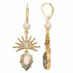 Simply Vera Vera Wang Gold Tone Simulated Pearl Celestial Drop Earrings