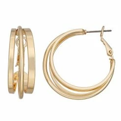 Simply Vera Vera Wang Gold Tone Triple Hoop Earrings