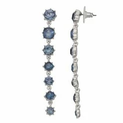 Simply Vera Vera Wang Silver Tone Simulated Blue Crystal Linear Drop Earrings