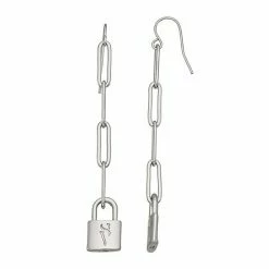 Simply Vera Vera Wang Silver Tone Padlock Linear Drop Earrings