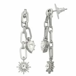 Simply Vera Vera Wang Silver Tone Linear Starburst Earrings