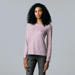 Women's Simply Vera Vera Wang Textured Crewneck Tee Vera Sky Blue -Simply Vera Vera Wang STORE unnamed file 283