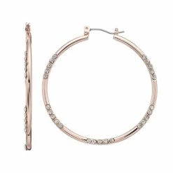 Simply Vera Vera Wang Rose Gold Tone Simulated Crystal Hoop Earrings