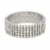 Simply Vera Vera Wang Silver Tone Simulated Crystal Wide Stretch Bracelet