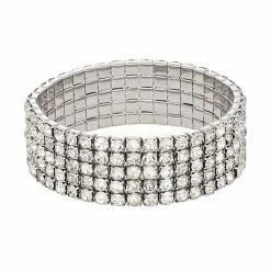 Simply Vera Vera Wang Silver Tone Simulated Crystal Wide Stretch Bracelet