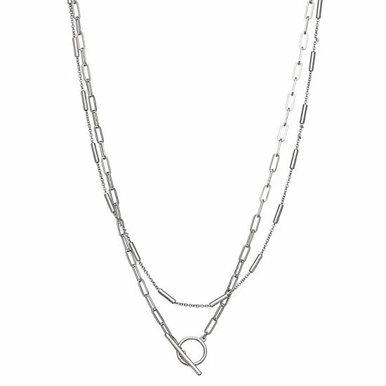 Simply Vera Vera Wang Silver Tone Double-Row Toggle Necklace 1 Simply Vera Vera Wang Silver Tone Double-Row Toggle Necklace