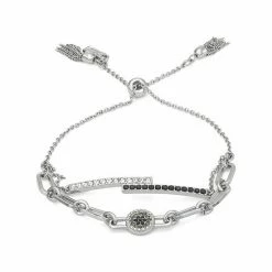 Simply Vera Vera Wang Silver Tone Black, Gray, & Clear Crystal Adjustable Bracelet