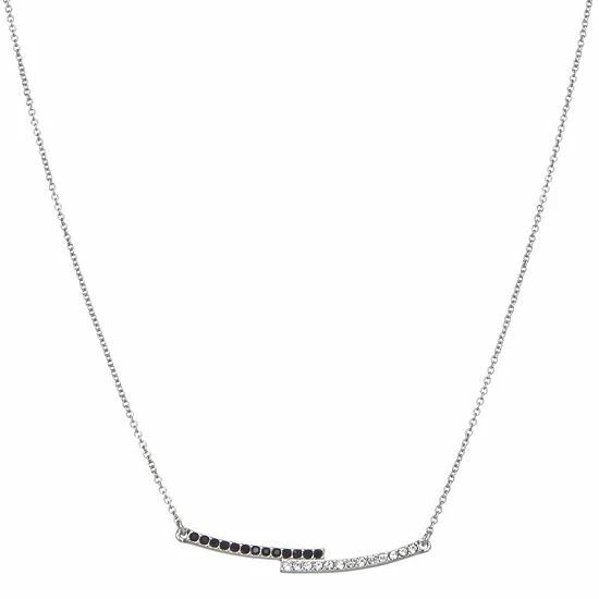 Simply Vera Vera Wang Silver Tone Clear & Black Crystal Short Bar Necklace 1 Simply Vera Vera Wang Silver Tone Clear & Black Crystal Short Bar Necklace