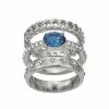 Simply Vera Vera Wang Silver Tone Blue Simulated Crystal & White Crystal Ring Set