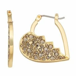 Simply Vera Vera Wang Gold Tone Click It Heart Hoop Earrings
