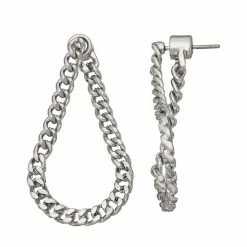 Simply Vera Vera Wang Silver Tone Curb Chain Front-To-Back Loop Drop Earrings