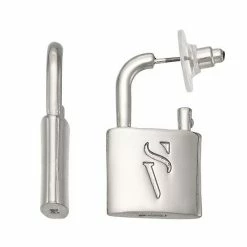 Simply Vera Vera Wang Silver Tone Embossed Padlock Post Earrings