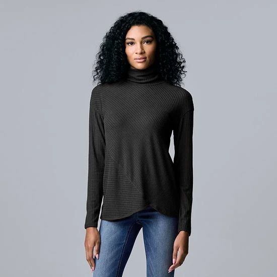 Petite Simply Vera Vera Wang Cozy Asymmetrical-Hem Turtleneck Graphic Lace 4 Petite Simply Vera Vera Wang Cozy Asymmetrical-Hem Turtleneck Graphic Lace - Image 4
