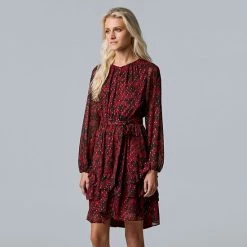 Petite Simply Vera Vera Wang Pleated Ruffle Dress Vera Black -Simply Vera Vera Wang STORE unnamed file 2993