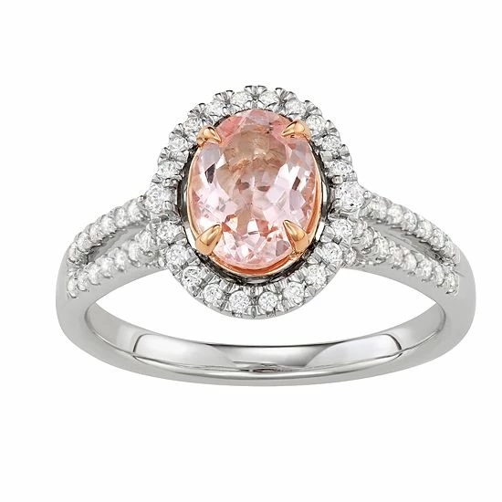 Simply Vera Vera Wang 14k White Gold 1/3 Carat T.W. Diamond & Morganite Oval Engagement Ring 1 Simply Vera Vera Wang 14k White Gold 1/3 Carat T.W. Diamond & Morganite Oval Engagement Ring