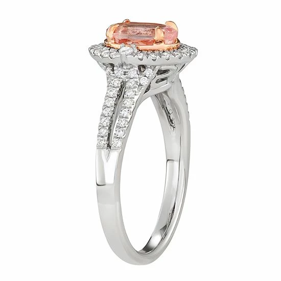 Simply Vera Vera Wang 14k White Gold 1/3 Carat T.W. Diamond & Morganite Oval Engagement Ring 2 Simply Vera Vera Wang 14k White Gold 1/3 Carat T.W. Diamond & Morganite Oval Engagement Ring - Image 2