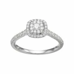 Simply Vera Vera Wang 14k White Gold 1/2 Carat T.W. Diamond Square Halo Engagement Ring