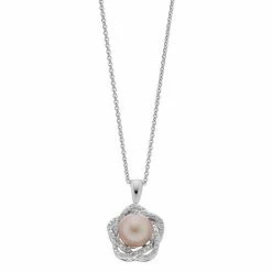 Simply Vera Vera Wang Sterling Silver Diamond Accent Freshwater Cultured Pearl Knot Pendant Necklace