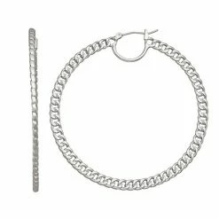 Simply Vera Vera Wang Silver Tone Curb Chain Hoop Earrings