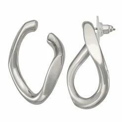 Simply Vera Vera Wang Silver Tone Twisty Geometric Open Circle Drop Earrings