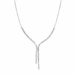 Simply Vera Vera Wang Sterling Silver Lab-Created White Sapphire Baguette Necklace