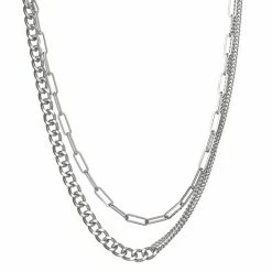 Simply Vera Vera Wang Silver Tone Double-Layer Chain Necklace