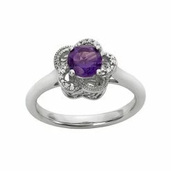 Simply Vera Vera Wang Amethyst & Diamond Accent Sterling Silver Flower Ring