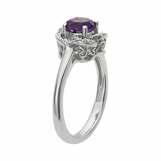Simply Vera Vera Wang Amethyst & Diamond Accent Sterling Silver Flower Ring 2 Simply Vera Vera Wang Amethyst & Diamond Accent Sterling Silver Flower Ring - Image 2