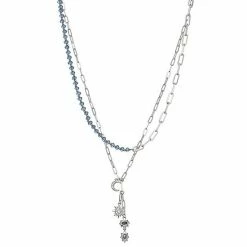 Simply Vera Vera Wang Silver Tone Blue & White Crystal Celestial Charms Multi-Strand Necklace