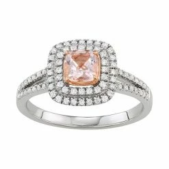 Simply Vera Vera Wang Two Tone 14k Gold Morganite & 1/3 Carat T.W. Diamond Square Halo Ring